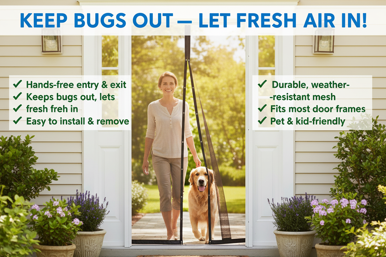 Magnetic Screen Door – Hands-Free Bug Protection